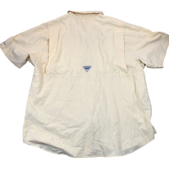 Columbia PFG Mens Fishing Shirt Size XXL Yellow Short Sleeve Caped and Vented - Picture 2 of 13